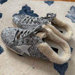 Golden Goose Shearling sparkle slides size 40 (US 9)